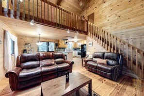 Smart TV, fireplace, foosball