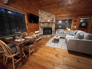Smart TV, fireplace, video games
