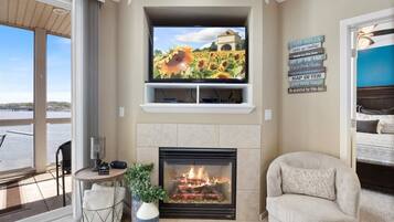 TV, fireplace, offices