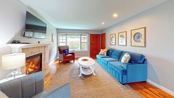 Televisie en een open haard