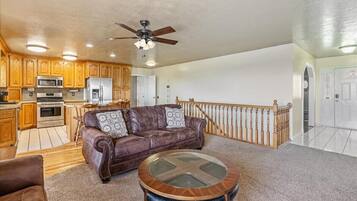 Télévision, cheminée, espaces bureaux