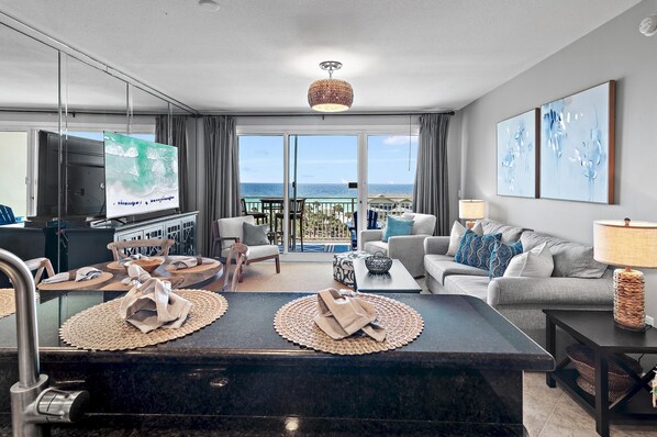 Condo, Multiple Beds (Sterling Shores 616) | Living area | TV - Sterling Shores 616 (Destin)