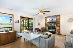 House, Multiple Beds, Patio (Sunset Escape) | Living area | 42-inch flat-screen TV with digital channels, fireplace - Sunset Escape - Fit For 8 (Gravois Mills)