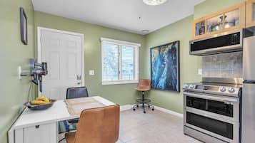 Fridge, microwave, oven, dishwasher