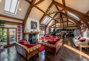 Una televisión, una chimenea