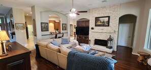 Smart TV, fireplace, video games, computer monitors