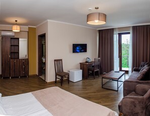 Basic-Studio, Balkon, Gartenblick | Kostenlose Babybetten, kostenloses WLAN, Bettwäsche, Rollstuhlgeeignet