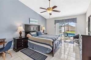 2 bedrooms, desk, iron/ironing board, travel crib