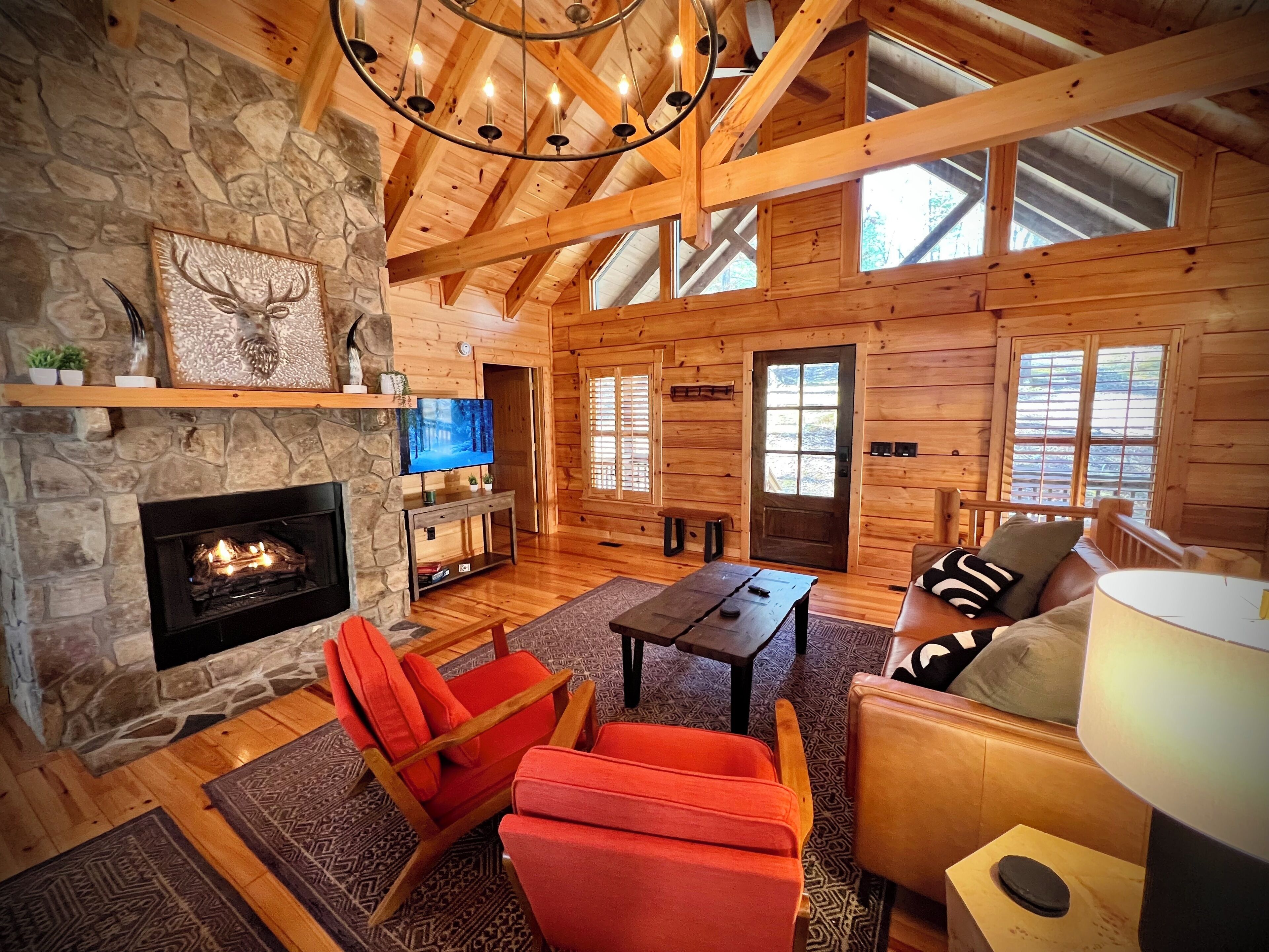 Smart TV, fireplace, stereo