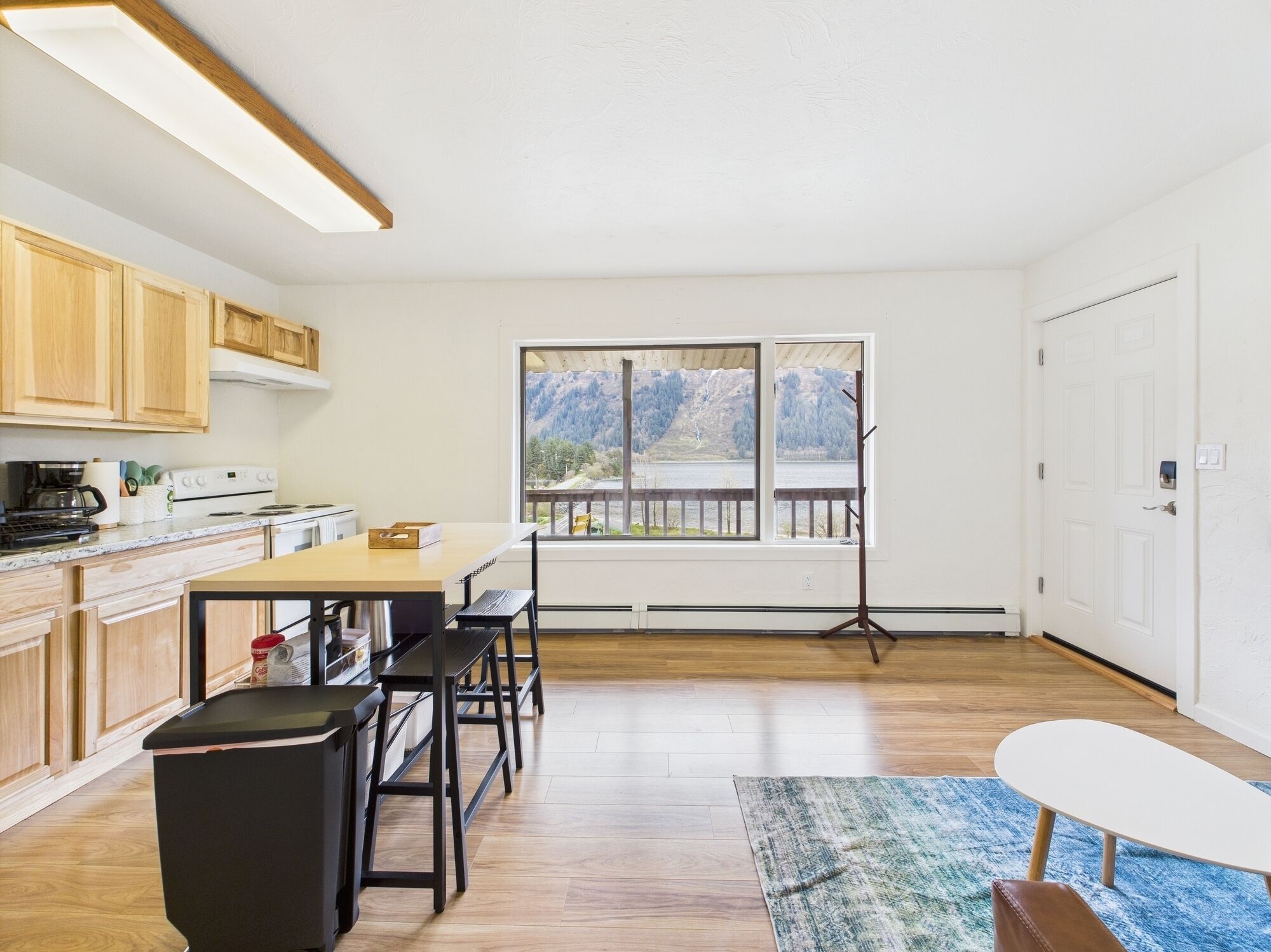 Fridge, oven, stovetop, coffee/tea maker