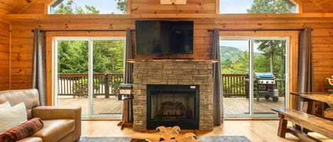 TV, fireplace, offices