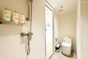 Chambre simple classique, vue sur la ville | Salle de bain | Douche, séchoir à cheveux, pantoufles, serviettes fournies