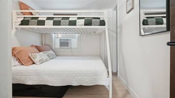 2 bedrooms, travel crib, WiFi, bed sheets