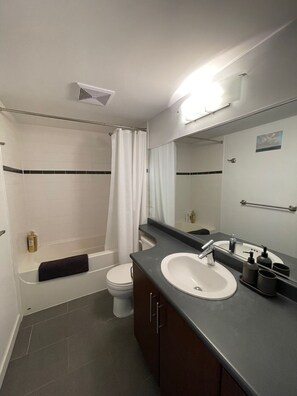 Asciugacapelli, asciugamani, sapone, shampoo