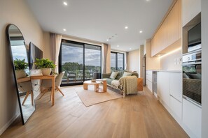 City Apartment, Balcony, City View | Living area