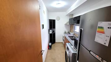 Fridge, microwave, oven, toaster