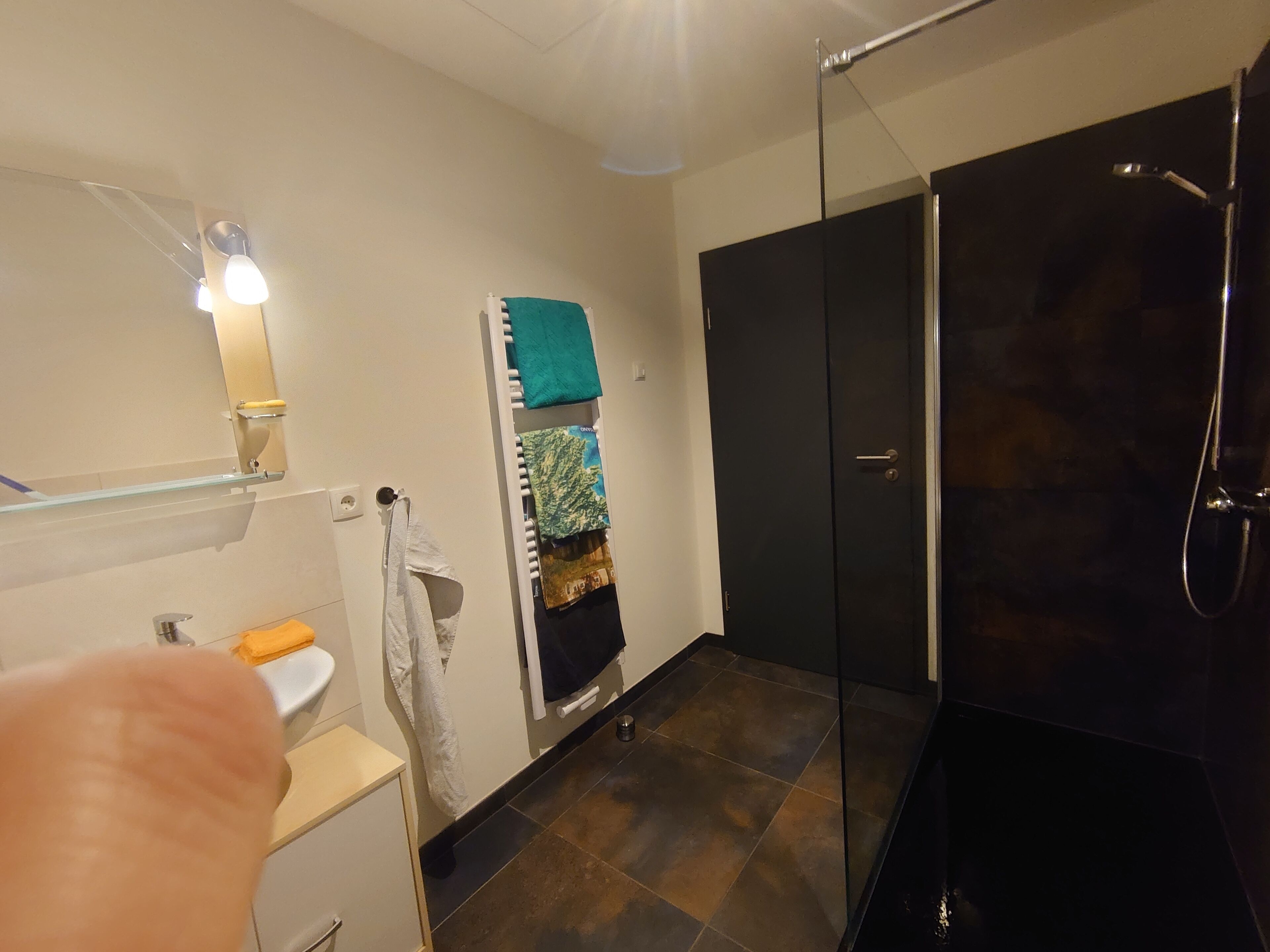 Dusche, Handtücher, Seife, Toilettenpapier