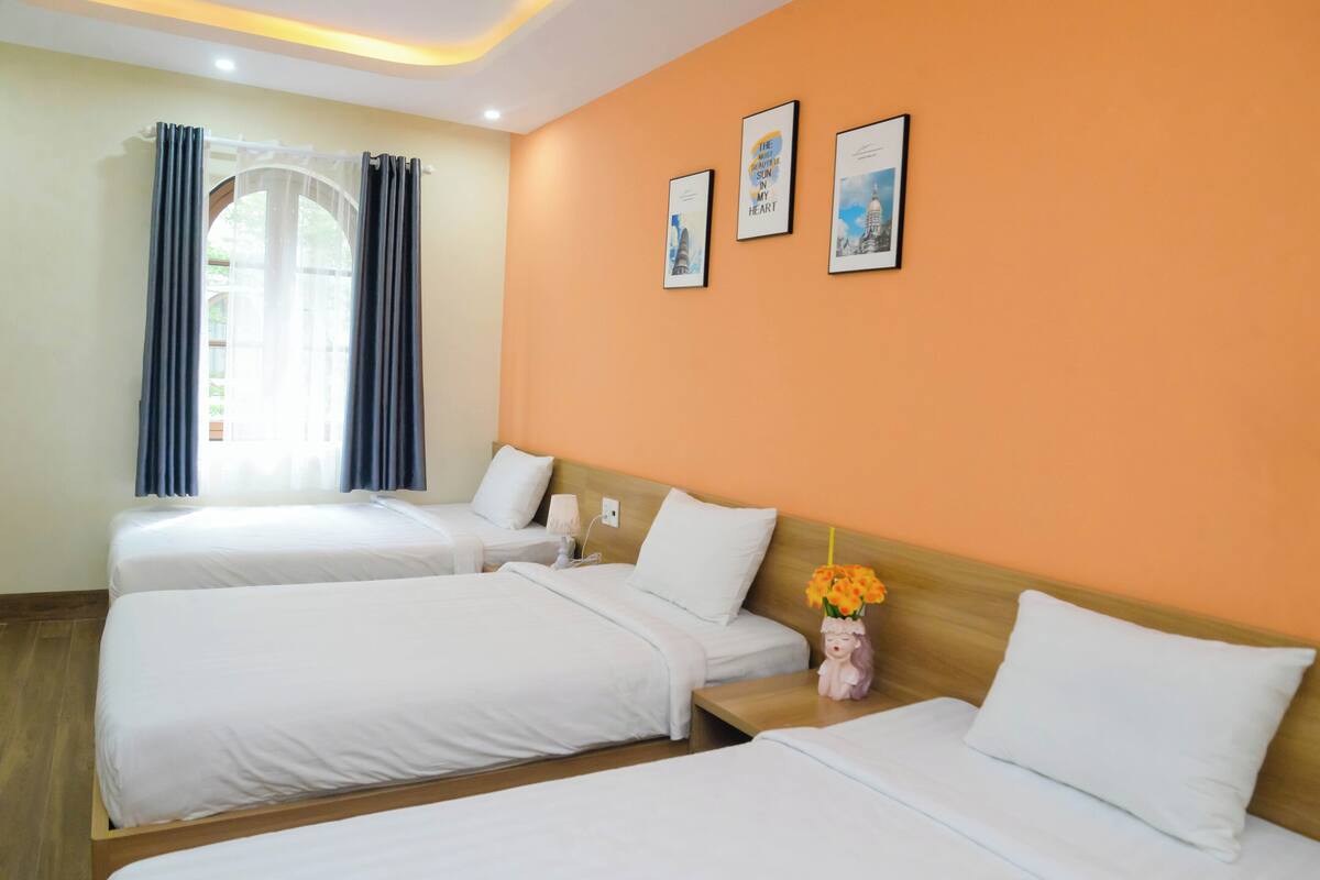 Family Triple Room, Penyaman udara, City View | Cadar kapas Mesir, peralatan tempat tidur premium, gebar bulu kapas 