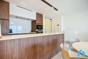 Fridge, microwave, dishwasher, coffee/tea maker
