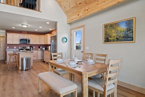 Dining - Welcome to Voorheis Vistas: A peaceful hilltop escape with panoramic views, modern comforts, cozy bedrooms, a full kitchen, and horse accommodations—just minutes from Trumansburg, Taughannock Falls, Cornell, and the wine trails. (Trumansburg)