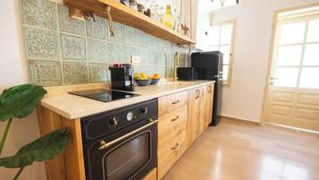 Apartment, Private Pool | Private kitchen | Full-sized fridge, microwave, stovetop, espresso maker