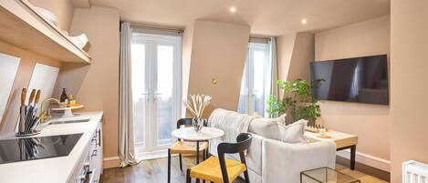 Individually decorated, individually furnished, desk, laptop workspace