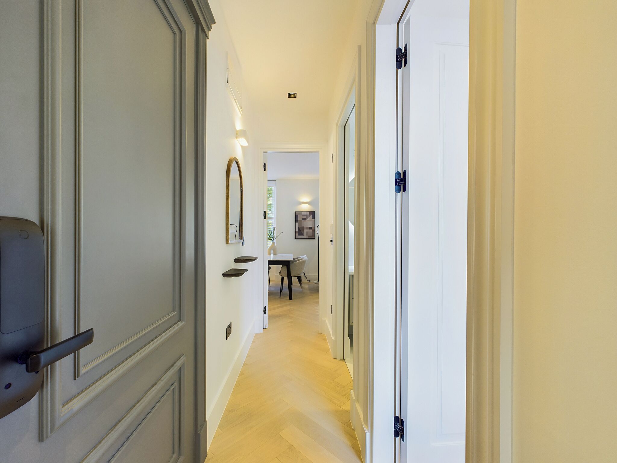 Individually decorated, individually furnished, desk, laptop workspace