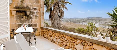 Standard Apartment, Multiple Bedrooms (Sea & Valley Views Żebbuġ Gozo) | Outdoor dining