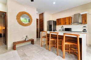 Coffee/tea maker, fridge, microwave, stovetop - Bright Tulum 2BR - Rooftop Pool near Aldea Zama (Tulum)