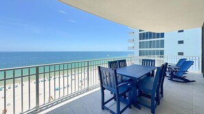 Outdoor dining - New Complex! Beachfront 4BR Beauty! Lazy River and Water Slide! (Gulf Shores)