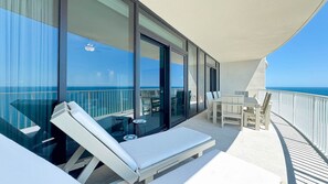 Outdoor dining - New Complex!  Beachfront 3BR Beauty! LAZY RIVER and WATER SLIDE!! (Gulf Shores)