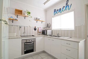 Fridge, microwave, stovetop, toaster