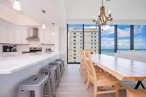 Fridge, microwave, oven, dishwasher