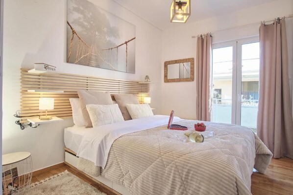 2 bedrooms, iron/ironing board, travel crib, bed sheets