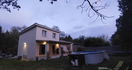 Villa in the countryside in an Occitan village with medieval castle