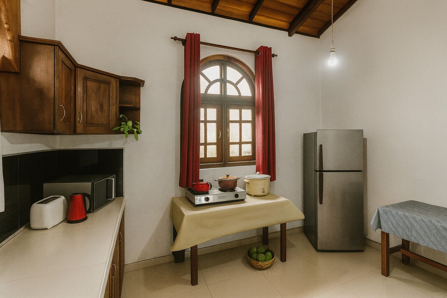 Luxury Villa | Private kitchen | Full-size fridge, microwave, stovetop, toaster