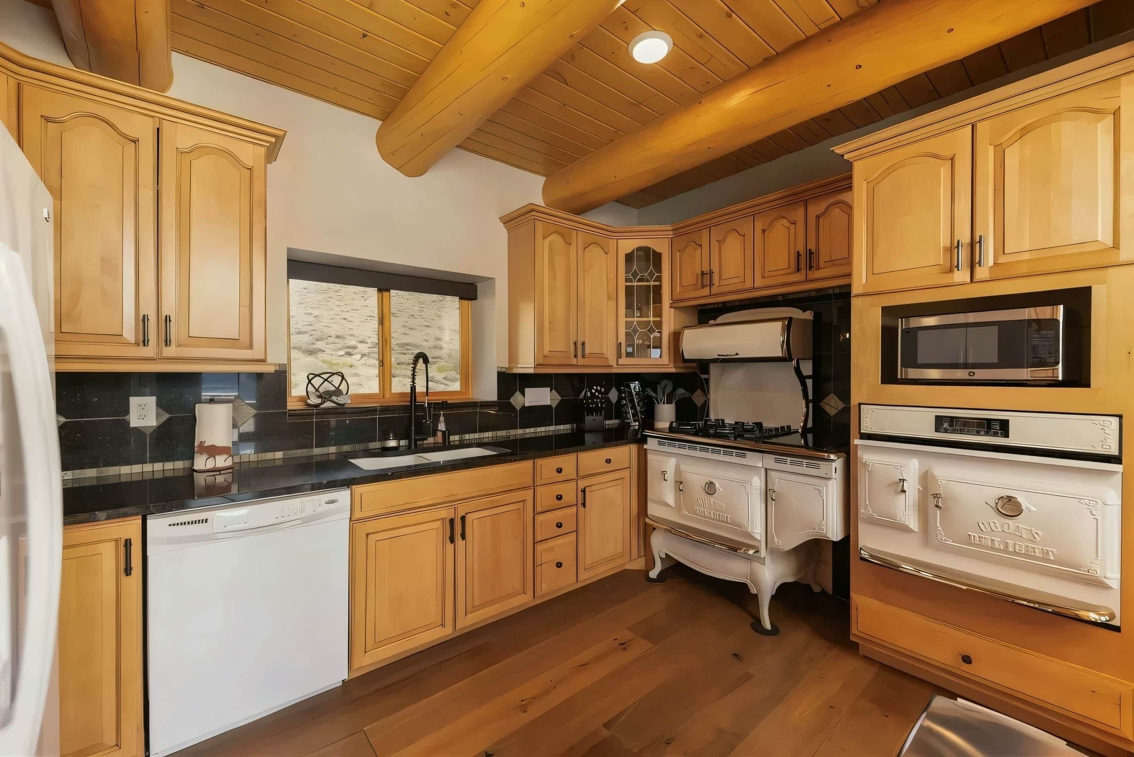 Fully stocked kitchen for big group dinners.