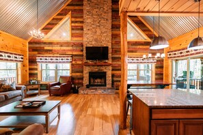 TV, fireplace