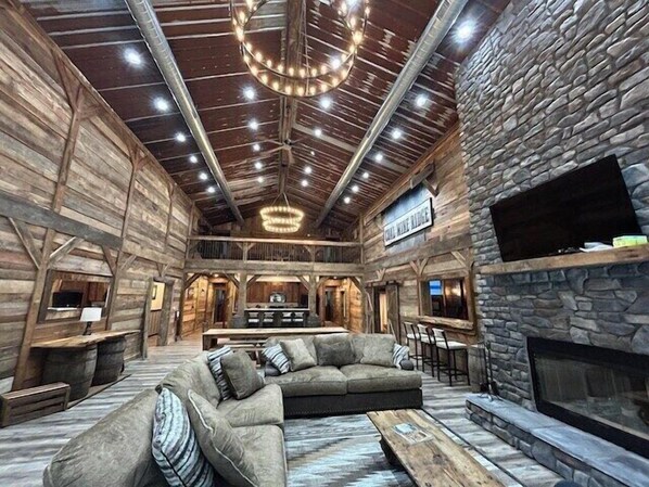 TV, fireplace, DVD player, books