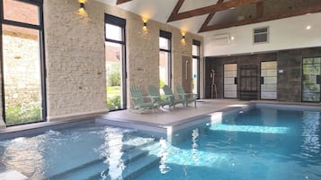 2 indoor pools, seasonal outdoor pool, pool umbrellas, sun loungers