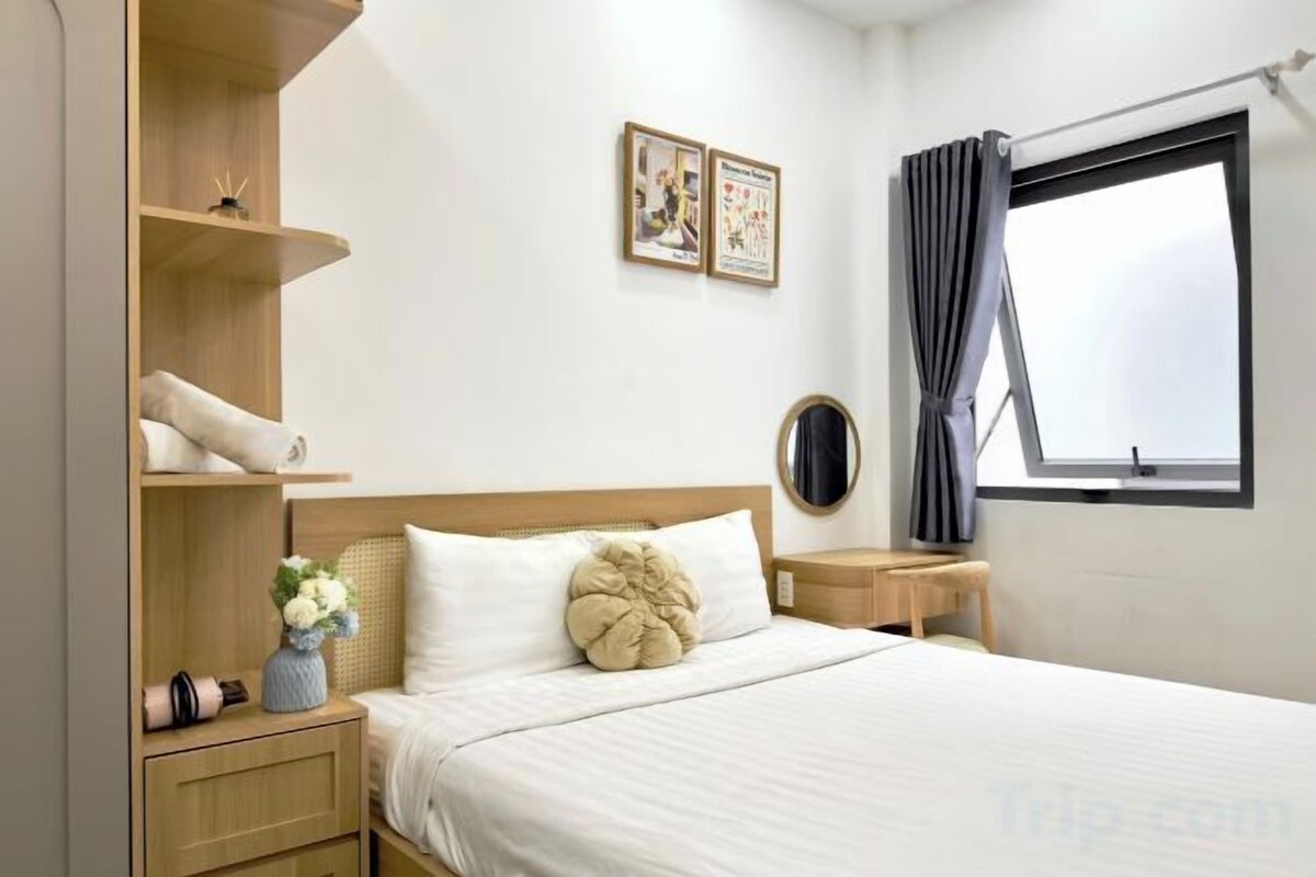 Desk, blackout drapes, soundproofing, iron/ironing board (on request)
