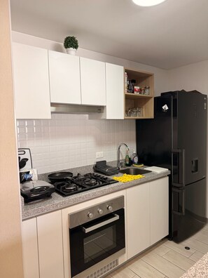 Comfort-huoneisto, kaupunkinäköala | Yksityinen keittiö