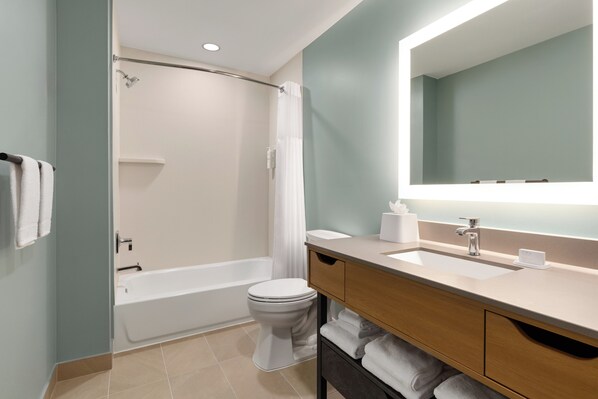Studio Suite, 2 Queen Beds | Bathroom | Hair dryer, towels, soap, shampoo - LivSmart Studios By Hilton Kokomo (Kokomo)