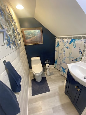 Dusche, Haartrockner, Handtücher