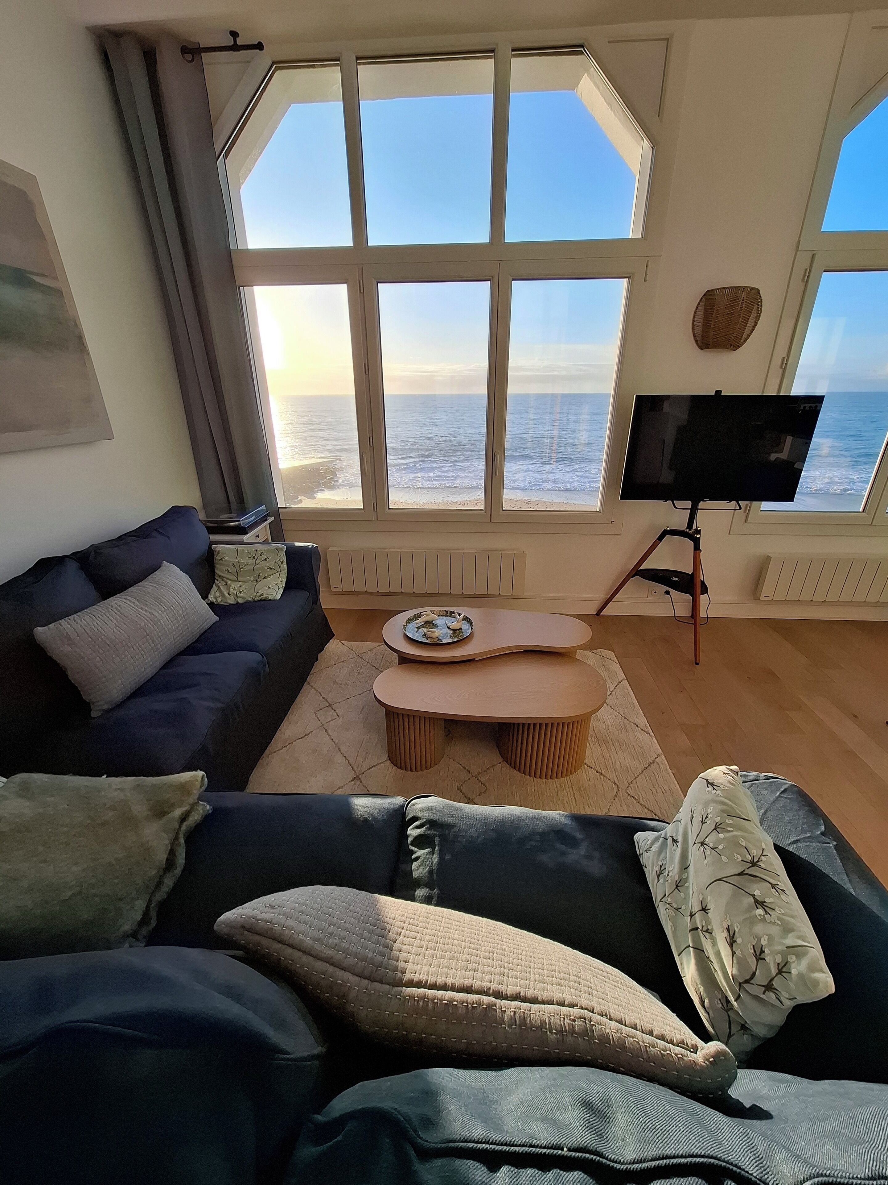 Smart-TV, bøker og stereoanlegg