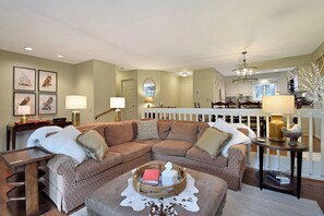 TV, fireplace, ping pong, books