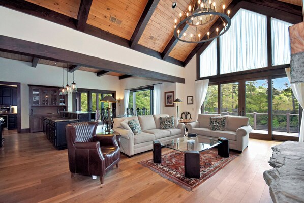 Televisio, takka, pöytätennispöytä, kirjoja