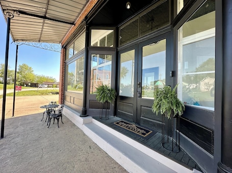 Exterior detail. Katy Suite - Chic 2BR Stay on Katy Trail in Historic Mercantile near Hermann