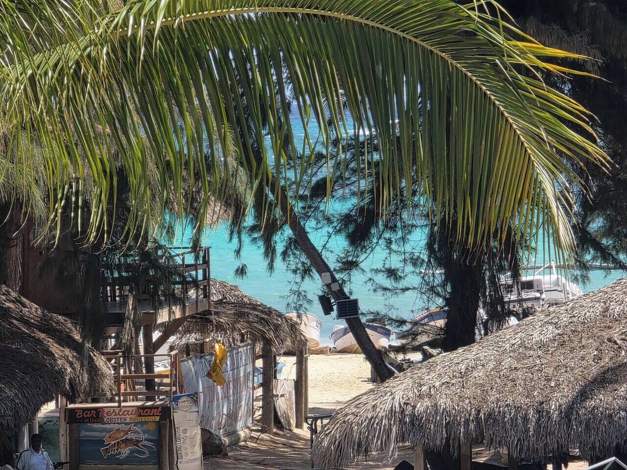 On the beach, sun loungers, beach towels