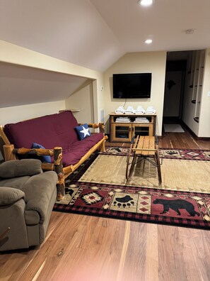 Smart TV, fireplace, video games